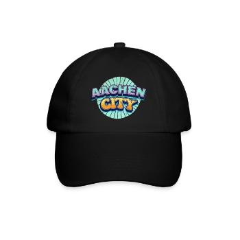Aachen Deutschland Stadt Schrift Pop Art Comic - Baseballkappe - Schwarz/Schwarz - Vorne