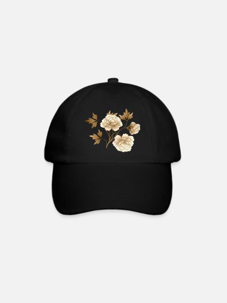 Blumen - Baseballkappe - Schwarz/Schwarz