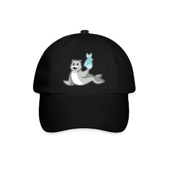 Seehund Fisch - Baseballkappe - Schwarz/Schwarz - Vorne