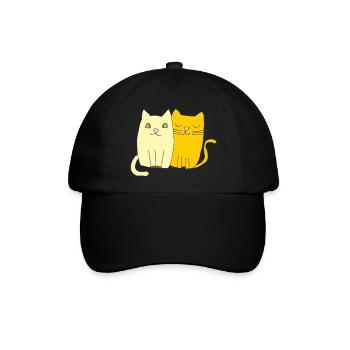 katzen liebe gelb orange - Baseballkappe - Schwarz/Schwarz - Vorne