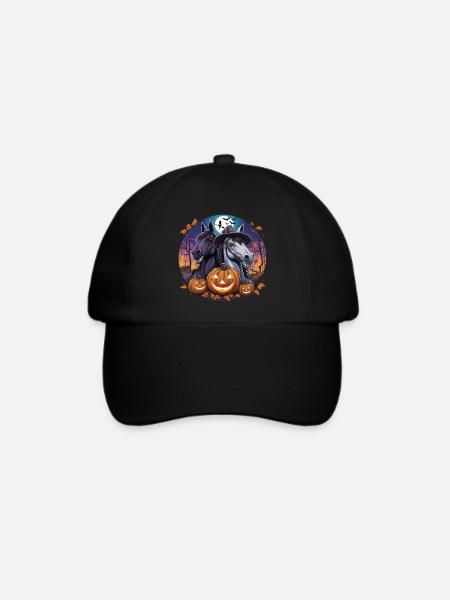 Lustige verrückte Halloween Pferde - Baseballkappe - Schwarz/Schwarz