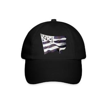 Flagge der Bretagne - Baseballkappe - Schwarz/Schwarz - Vorne