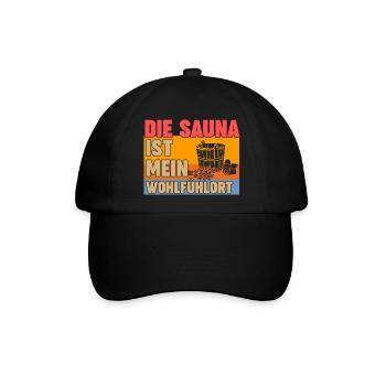Wellness Saunagänger Saunieren Saunierer Sauna - Baseballkappe - Schwarz/Schwarz - Vorne