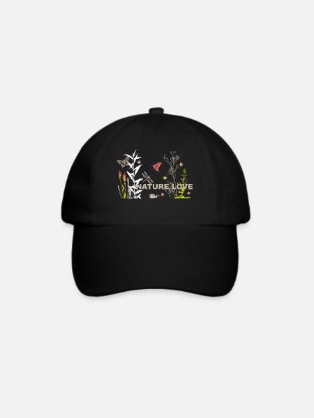 Nature Love Wiese mit Insekten - Baseballkappe - Schwarz/Schwarz