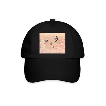 Abstrakt Apricot und Schwalben - Baseballkappe - Schwarz/Schwarz - Vorne