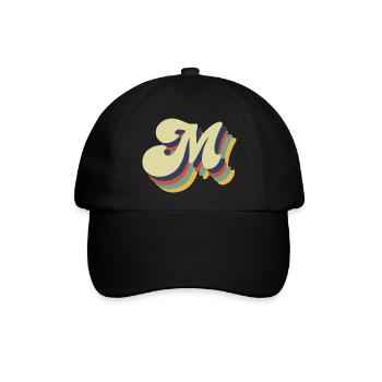 Retro M Buchstabe - Baseballkappe - Schwarz/Schwarz - Vorne