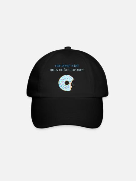 One donut a day, keeps the doctor away! - Baseballkappe - Schwarz/Schwarz