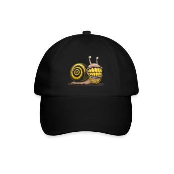 Schnecken-Bling-Bling-HipHop - Baseballkappe - Schwarz/Schwarz - Vorne