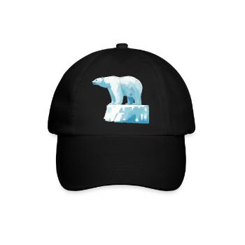 Eisbär auf Eisscholle - Baseballkappe - Schwarz/Schwarz - Vorne