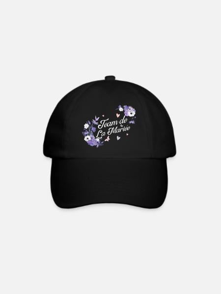 Lila Blumen Braut Team - Baseballkappe - Schwarz/Schwarz