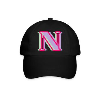 Mehrfarbiger Buchstabe n - Baseballkappe - Schwarz/Schwarz - Vorne