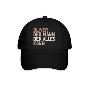 Oliver Der Mann Der Alles Kann Vorname Oliver - Baseballkappe - Schwarz/Schwarz - Vorne