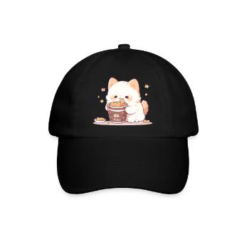 Spaghetti-Katzen - Katze hat Spaß mit der Vergangenheit - Baseballkappe - Schwarz/Schwarz - Vorne