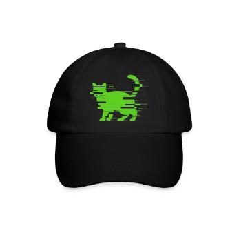 Glitch Katze - Baseballkappe - Schwarz/Schwarz - Vorne