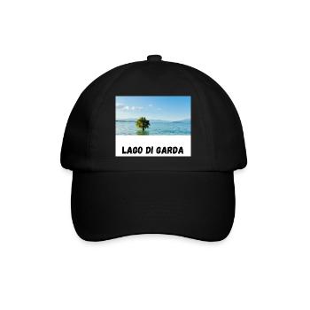 Lago di Garda Design mit Baum im Wasser - Baseballkappe - Schwarz/Schwarz - Vorne