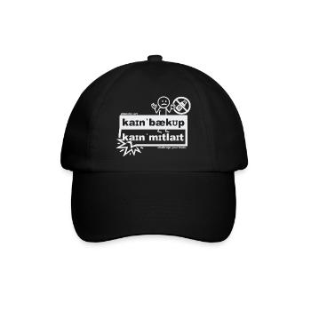 Kein Backup, kein Mitleid - phonetic art - Baseballkappe - Schwarz/Schwarz - Vorne