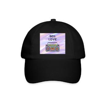 90s Liebe Boombox - Baseballkappe - Schwarz/Schwarz - Vorne
