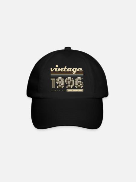 Vintage 1996 Jahrgang Retro Geburtstagsgeschenk - Baseballkappe - Schwarz/Schwarz
