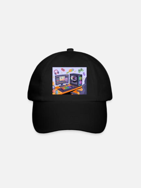 Retro Gaming-Schreibtisch Neon RGB - Baseballkappe - Schwarz/Schwarz