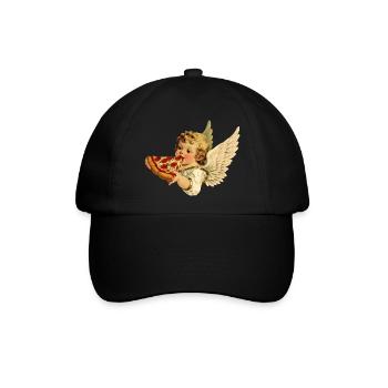 Pizza Cherub – Engelchen mit Pepperoni - Baseballkappe - Schwarz/Schwarz - Vorne