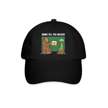 Prost mit Alien und Sasquatch - Baseballkappe - Schwarz/Schwarz - Vorne