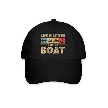 Nautischer Bootskapitän Bootsfahrer Segeln - Baseballkappe - Schwarz/Schwarz - Vorne