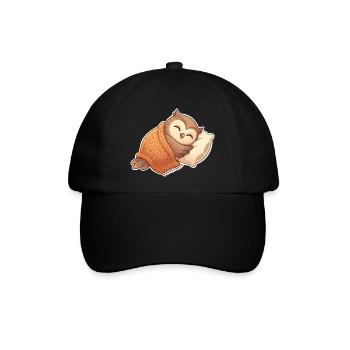 Eule Schlafen - Baseballkappe - Schwarz/Schwarz - Vorne