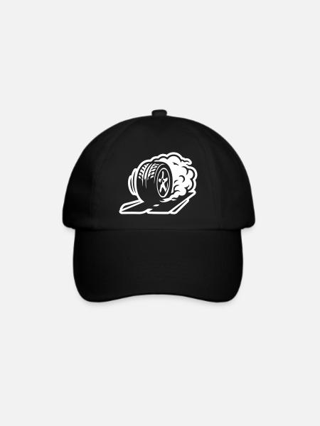 Autoreifen Driften Symbol - Baseballkappe - Schwarz/Schwarz