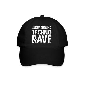 Underground Techno Rave-Schriftart - Baseballkappe - Schwarz/Schwarz - Vorne