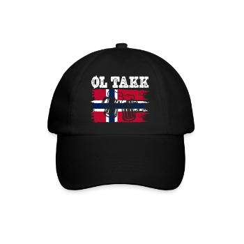 Norway Vacation Norge Fjords Scandinavian Beer - Baseballkappe - Schwarz/Schwarz - Vorne