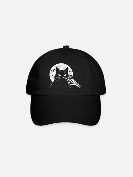 Katzen-Boop-Skelett Halloween - Baseballkappe - Schwarz/Schwarz