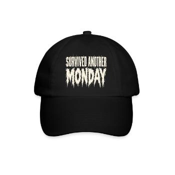 Hat einen weiteren Montags-Arbeitsplatz-Humor überlebt - Baseballkappe - Schwarz/Schwarz - Vorne