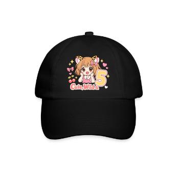 Cute Wild Mädchen Leopardenlook Mit Kirschen - Baseballkappe - Schwarz/Schwarz - Vorne