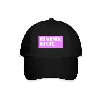 NO WOMEN, NO LIFE. Design T-shirt & Co. - Baseballkappe - Schwarz/Schwarz - Vorne