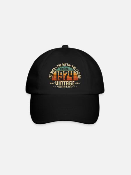 1974 Jahrgang geboren Mann Mythos Legende - Baseballkappe - Schwarz/Schwarz