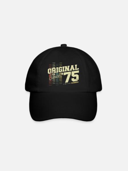 Original 1975 Jahrgang Vintage Retro Geburtstag - Baseballkappe - Schwarz/Schwarz