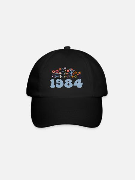 1984 Blumenmuster 1984 Blumen-thema Blumen 1984 - Baseballkappe - Schwarz/Schwarz
