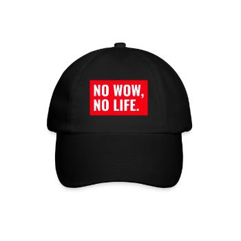 NO WOW, NO LIFE. Design - Baseballkappe - Schwarz/Schwarz - Vorne