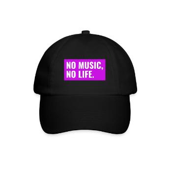 NO MUSIC, NO LIFE. Design - Baseballkappe - Schwarz/Schwarz - Vorne