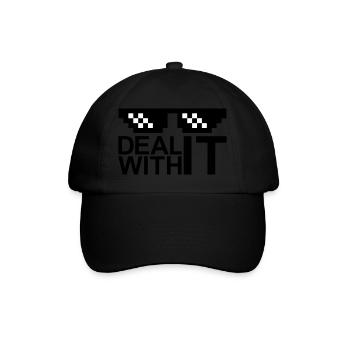 sunglasses pixel bar text deal with it entspa - Baseball Cap - black/black - Front