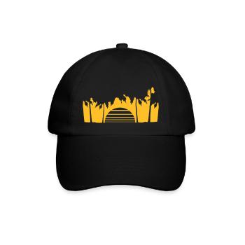 Palm Trees Stripes Sun Trees Beach Vacation Sea Fun - Baseball Cap - black/black - Front