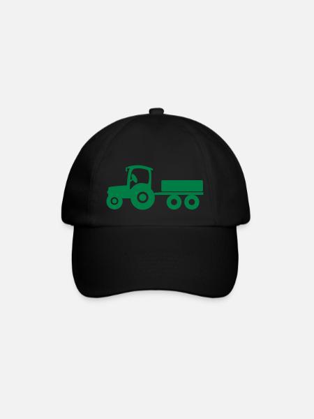 Traktor mit Anhänger - Baseballkappe - Schwarz/Schwarz