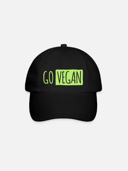GO VEGAN - Baseballkappe - Schwarz/Schwarz