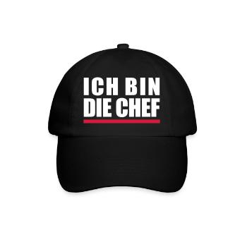 Ich bin "die" Chef - Baseballkappe - Schwarz/Schwarz - Vorne