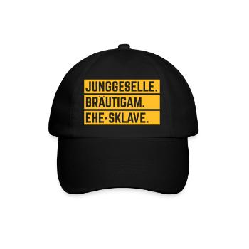 Junggeselle. Bräutigam. Ehe-Sklave. (JGA / 1C) - Baseballkappe - Schwarz/Schwarz - Vorne