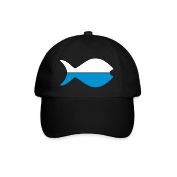 Zwei Fischhälften - Baseballkappe - Schwarz/Schwarz - Vorne