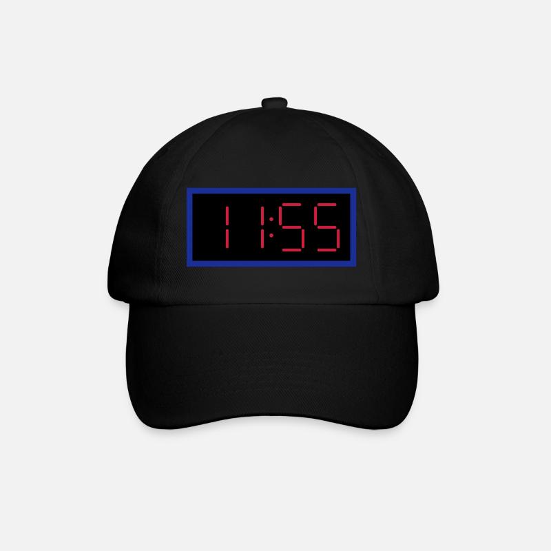 ★ Designfarben änderbar ★ Digitaluhr 11:55 Uhr - Baseballkappe - Schwarz/Schwarz