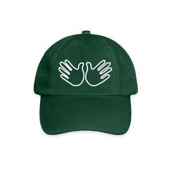 Emoji Hand offen Skizze weiß - Baseballkappe - Flaschengrün - Vorne
