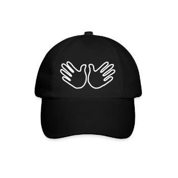 Emoji Hand offen Skizze weiß - Baseballkappe - Schwarz/Schwarz - Vorne