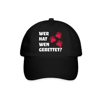 Tierschutz Hund - Baseballkappe - Schwarz/Schwarz - Vorne